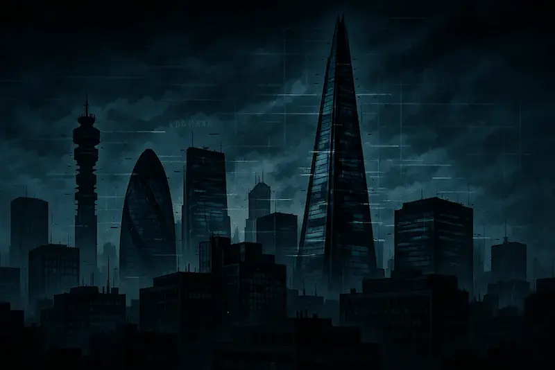 Comic-style London skyline