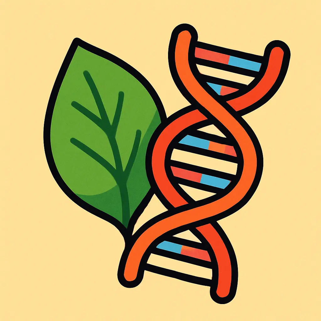 DNA strand with green leaf